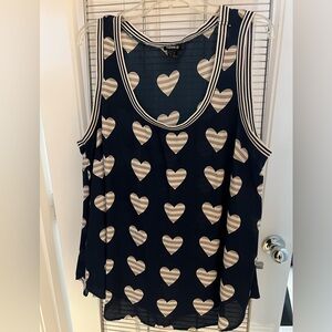 Navy heart sheer tank